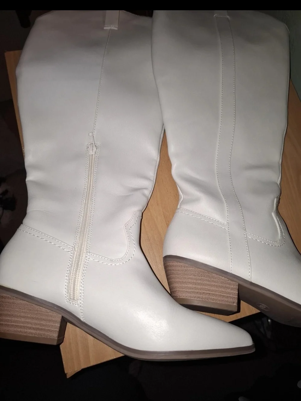 Women's Over-the-Knee Cream Boots with Side Zip